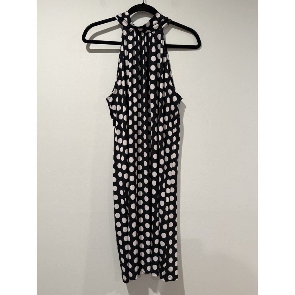 Michael Kors Polka Dot Swing Dress Large Zip Stretch Cruise Travel Vacation